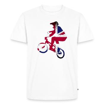 Union Jack Cyclist Silhouette - Men's Premium Organic T-Shirt - white - Front - Nico (187cm)