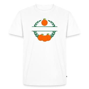 Orange in laurel wreath with orange oranges - Men's Premium Organic T-Shirt - white - Front - Nico (187cm)