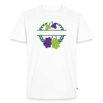 Raisins en couronne de laurier avec raisins violets verts - T-shirt Premium bio Homme - blanc - Devant - Nico (187cm)