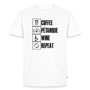 Café pétanque vin ripeat dicton pour bouler - T-shirt Premium bio Homme - blanc - Devant - Nico (187cm)