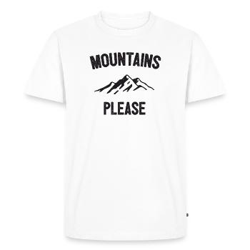 Mountains Please - Men's Premium Organic T-Shirt - white - Front - Nico (187cm)
