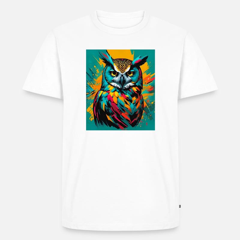 Eule - Männer Premium Bio T-Shirt - Weiß