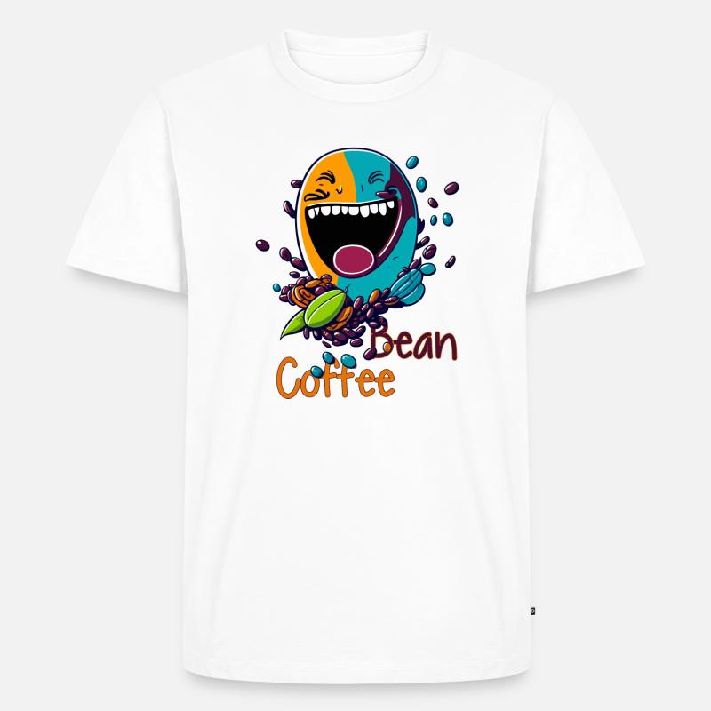 Lachende Kaffeebohne - Männer Premium Bio T-Shirt - Weiß