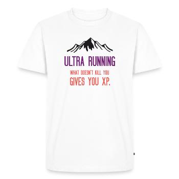 Ultra Running - What Doesn't Kill You Gives You XP - Men's Premium Organic T-Shirt - white - Front - Nico (187cm)