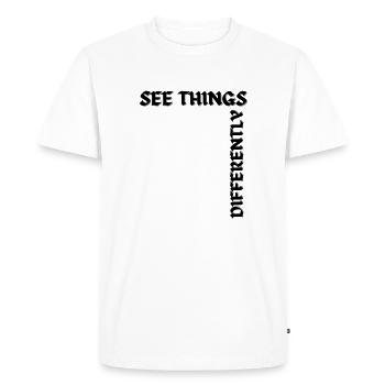 Voir les choses différemment - T-shirt Premium bio Homme - blanc - Devant - Nico (187cm)