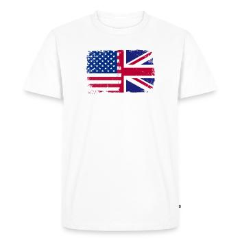 Drapeau Fusion USUK Grunge - T-shirt Premium bio Homme - blanc - Devant - Nico (187cm)