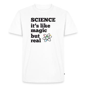 Science - it's like magic but real - Men's Premium Organic T-Shirt - white - Front - Nico (187cm)