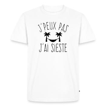 J'peux pas j'ai sieste - Humour repos - T-shirt Premium bio Homme - blanc - Devant - Nico (187cm)