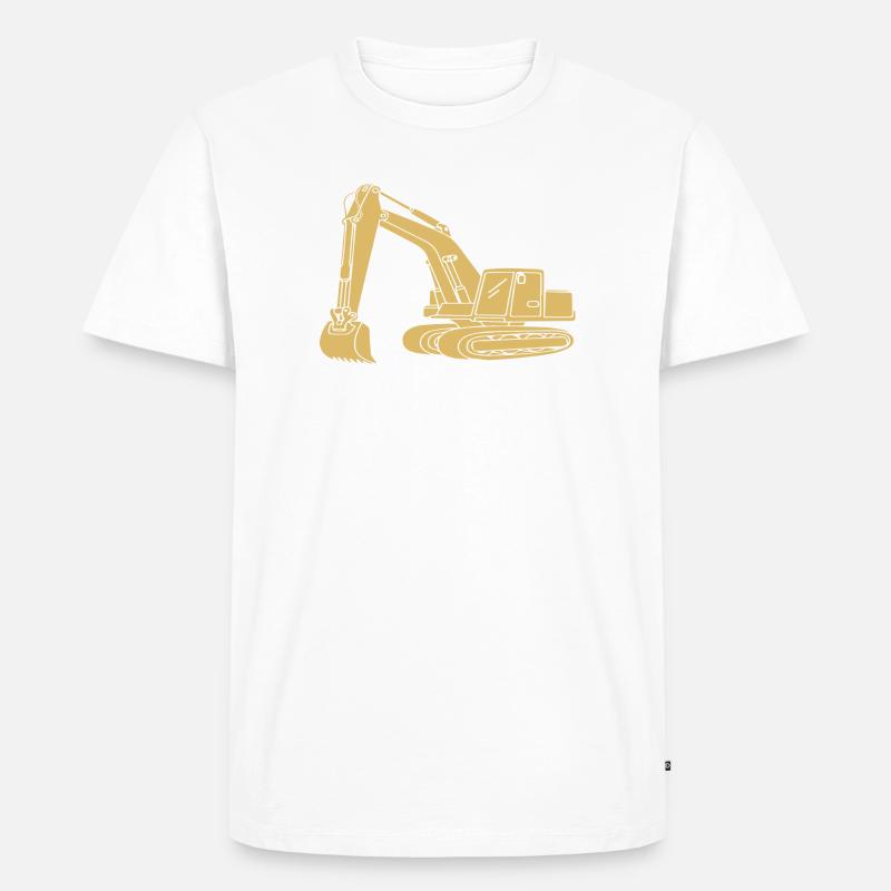 Baggerfahrer Silhouette - Baugeräteführer - Männer Premium Bio T-Shirt - Weiß