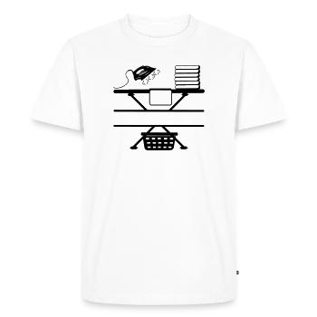 Pâte de fer à la vapeur et bannière de texte - T-shirt Premium bio Homme - blanc - Devant - Nico (187cm)