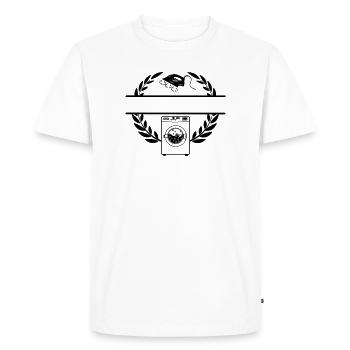 Machine à laver en couronne de laurier - T-shirt Premium bio Homme - blanc - Devant - Nico (187cm)