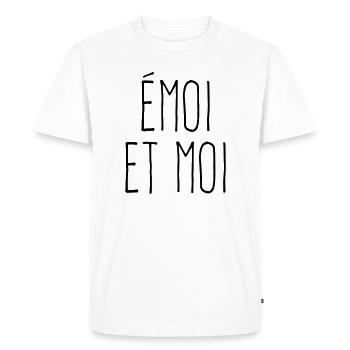 Émoi et moi - Jeu de mots poétique - T-shirt Premium bio Homme - blanc - Devant - Nico (187cm)