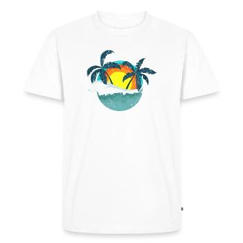 Tropical Sunset Palms Island - Men's Premium Organic T-Shirt - white - Front - Nico (187cm)