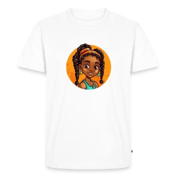 Illustration élégante d’afro-héroïne - T-shirt Premium bio Homme - blanc - Devant - Nico (187cm)