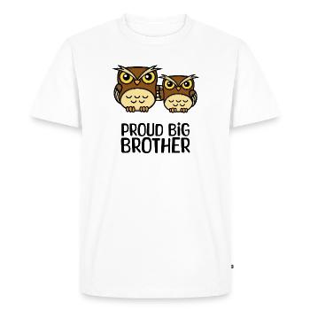 Hibou fier Big Brother Déclaration Brother Heart - T-shirt Premium bio Homme - blanc - Devant - Nico (187cm)