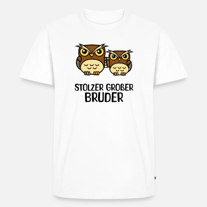 Großer Bruder Statement Eule Geschwisterliebe - Männer Premium Bio T-Shirt - Weiß