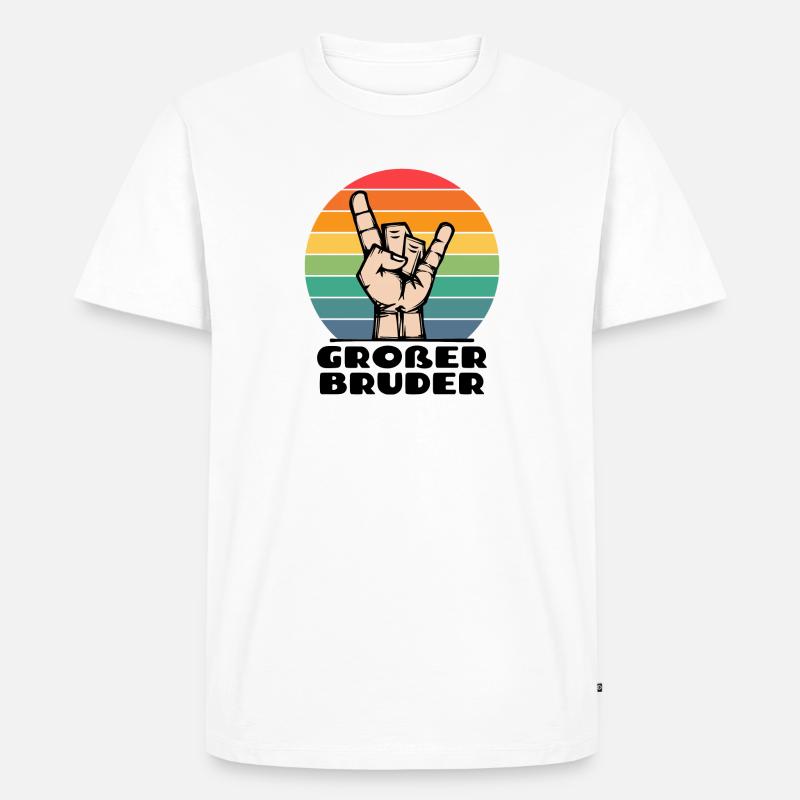 Stolzer Großer Bruder Statement Bruderherz - Männer Premium Bio T-Shirt - Weiß