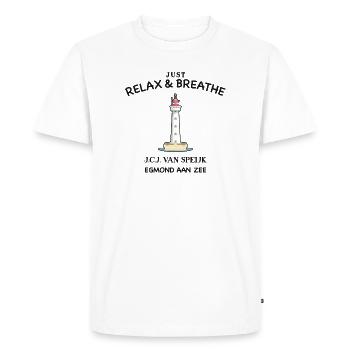 Egmond aan Zee, Pays-Bas, Respirez profondément et détendez-vous - T-shirt Premium bio Homme - blanc - Devant - Nico (187cm)