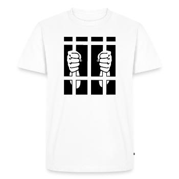 Prisonnier en prison deux poings - T-shirt Premium bio Homme - blanc - Devant - Nico (187cm)