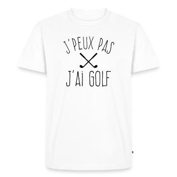 J'peux pas j'ai golf  - T-shirt Premium bio Homme - blanc - Devant - Nico (187cm)