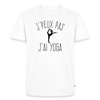 J'peux pas j'ai yoga - T-shirt Premium bio Homme - blanc - Devant - Nico (187cm)
