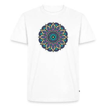 Mandala - Vert Bleu Jaune Rose Mandala indien - T-shirt Premium bio Homme - blanc - Devant - Nico (187cm)