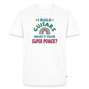 Je construis des guitares quel est votre super pouvoir? - T-shirt Premium bio Homme - blanc - Devant - Nico (187cm)