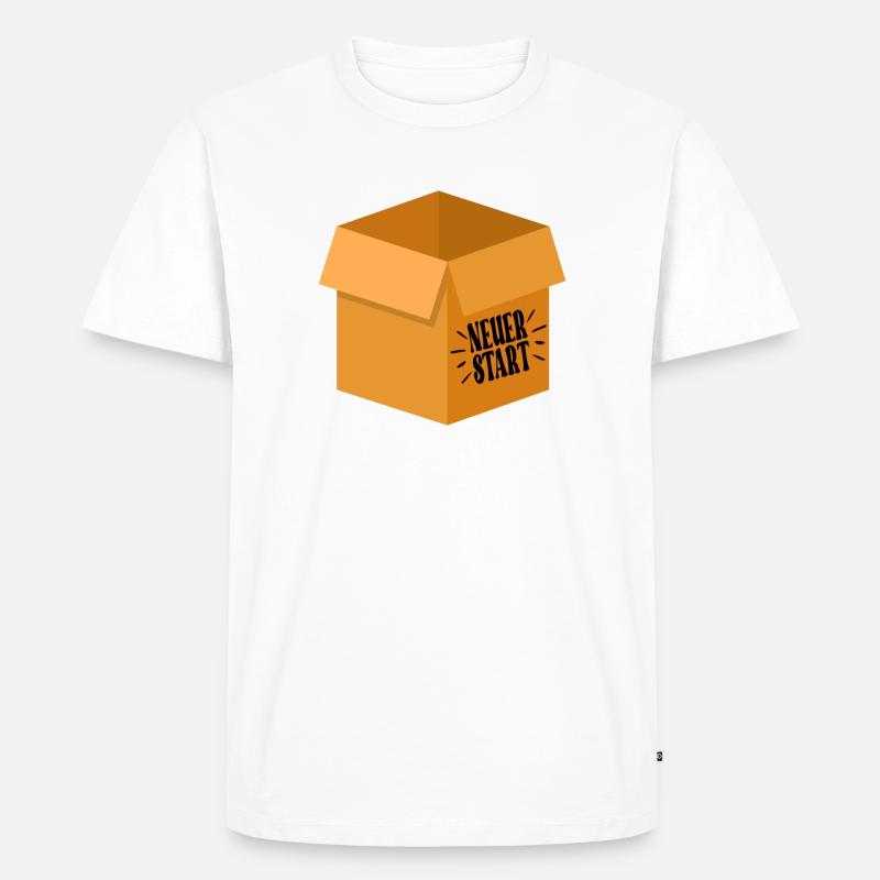 NEUER START - ABSCHIEDSGESCHENKE KARTON - Männer Premium Bio T-Shirt - Weiß
