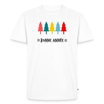 BONNE ANNEE. SAINT SYLVESTRE. NOUVELLE ANNÉE - T-shirt Premium bio Homme - blanc - Devant - Nico (187cm)
