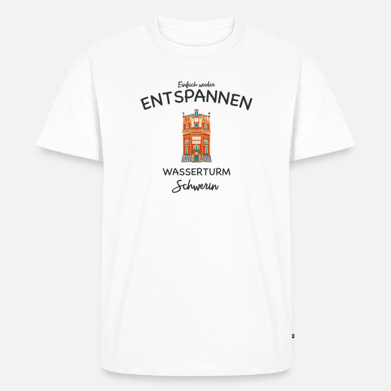 Schwerin, Wasserturm Weinberg, einfach Entspannen - Männer Premium Bio T-Shirt - Weiß