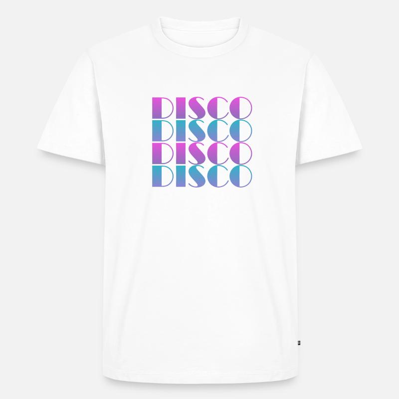 Lebendiges Disco-Textmuster-Design - Männer Premium Bio T-Shirt - Weiß