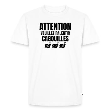 escargot, cagouilles, limace - T-shirt Premium bio Homme - blanc - Devant - Nico (187cm)