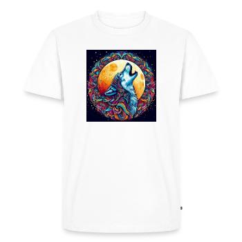 Wolf howls at the moon - Men's Premium Organic T-Shirt - white - Front - Nico (187cm)