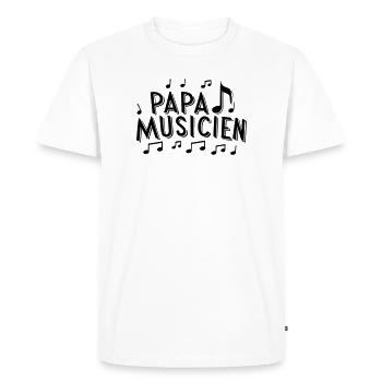 Cadeau Harmonieux : Papa Musicien ! - T-shirt Premium bio Homme - blanc - Devant - Nico (187cm)