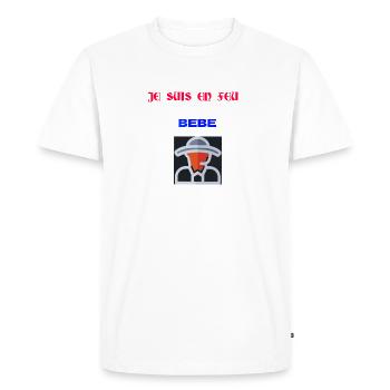 Pompier en feu - T-shirt Premium bio Homme - blanc - Devant - Nico (187cm)