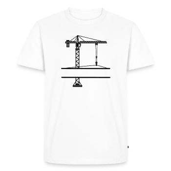 Grue de chantier avec bannière - T-shirt Premium bio Homme - blanc - Devant - Nico (187cm)