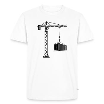 Grue de construction avec conteneur maritime - T-shirt Premium bio Homme - blanc - Devant - Nico (187cm)