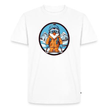 Pingouin mignon en manteau d’hiver - T-shirt Premium bio Homme - blanc - Devant - Nico (187cm)