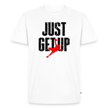 Silhouette de l’athlète sauteur rouge - T-shirt Premium bio Homme - blanc - Devant - Nico (187cm)