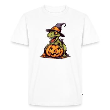 Creepy Dinosaur Witches Pumpkin - Men's Premium Organic T-Shirt - white - Front - Nico (187cm)