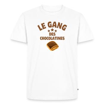 pain au chocolat, chocolatine, boulanger - T-shirt Premium bio Homme - blanc - Devant - Nico (187cm)