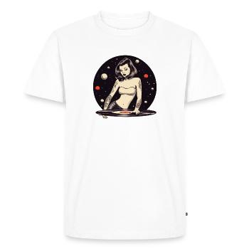 Cosmic Tattooed DJ Girl Design - Men's Premium Organic T-Shirt - white - Front - Nico (187cm)