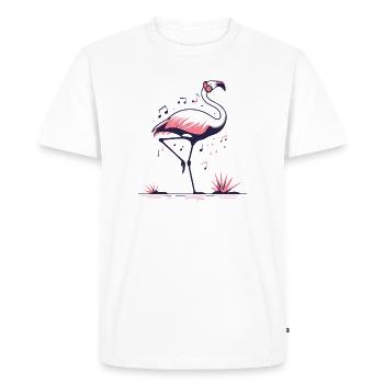 Flamingo Beat in Sunset Pink - Men's Premium Organic T-Shirt - white - Front - Nico (187cm)