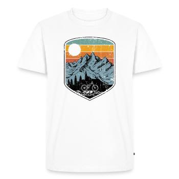 Sunset Mountain Bike Patch - Men's Premium Organic T-Shirt - white - Front - Nico (187cm)