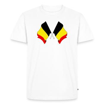 Two flags Belgium crossed - Men's Premium Organic T-Shirt - white - Front - Nico (187cm)