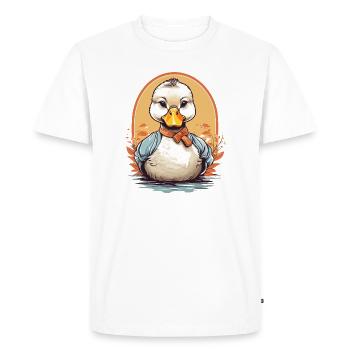 Canard mignon avec noeud - T-shirt Premium bio Homme - blanc - Devant - Nico (187cm)