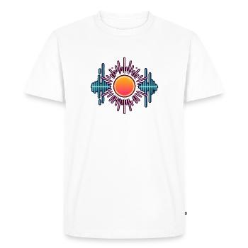 Ondes sonores de soleil au néon - T-shirt Premium bio Homme - blanc - Devant - Nico (187cm)