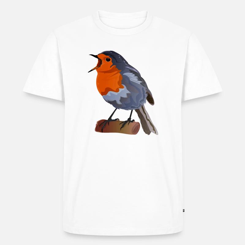 Robin Bird Illustration über Textil - Männer Premium Bio T-Shirt - Weiß