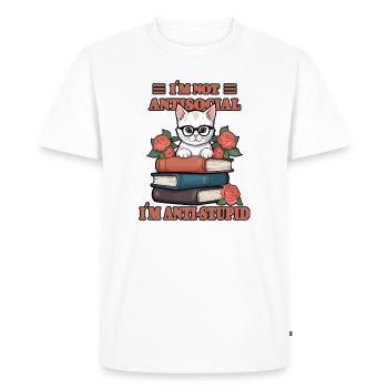 Chat malin - T-shirt Premium bio Homme - blanc - Devant - Nico (187cm)