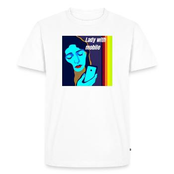 Madonna avec téléphone portable - T-shirt Premium bio Homme - blanc - Devant - Nico (187cm)